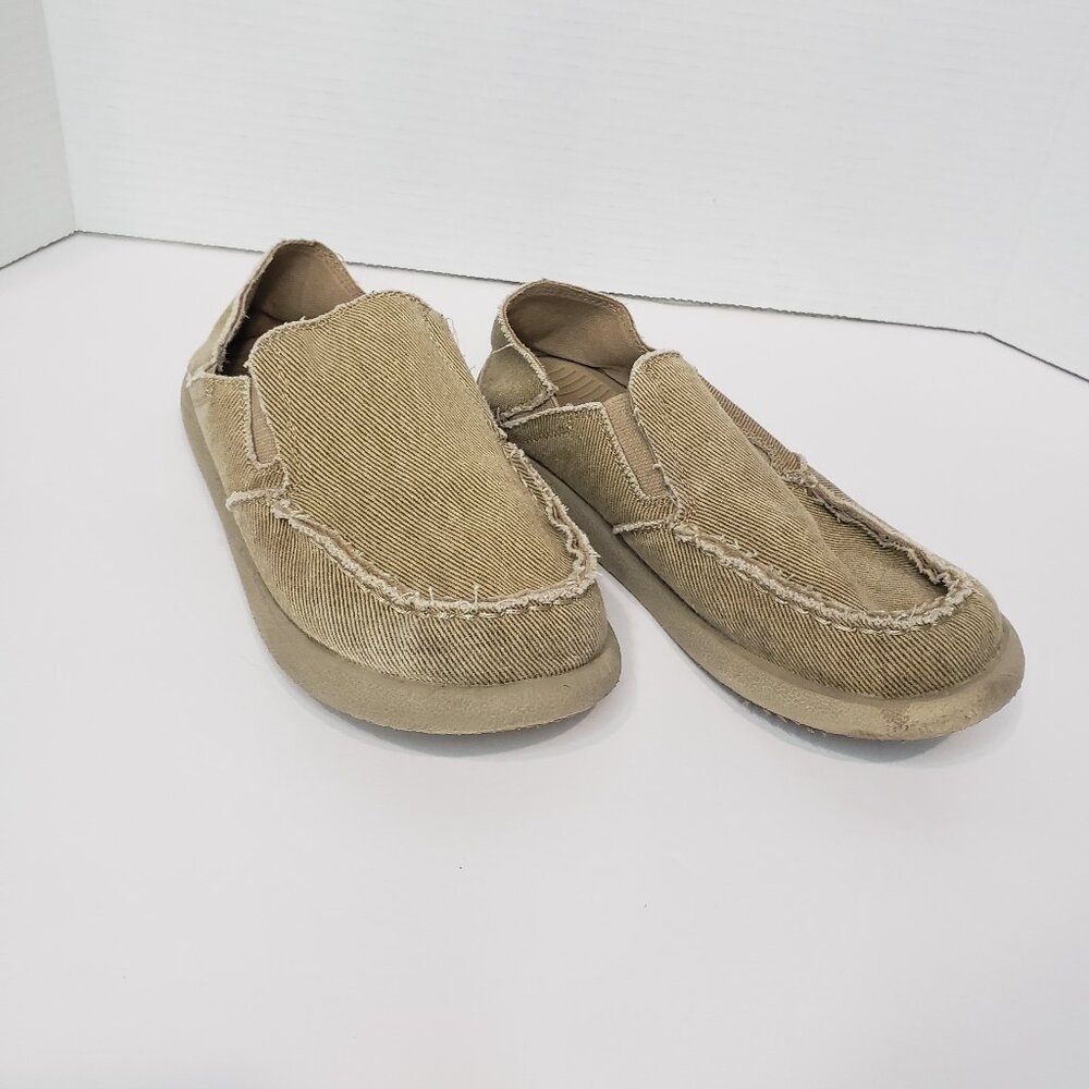 Little Boys Tan Canvas Slip on Comfort Shoes Size 5M